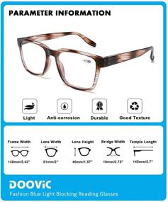img 3 attached to 👓 DooViC 4-Pack Fashion Striped Computer Reading Glasses - Blue Light Blocking, Anti-Eyestrain, Spring Hinge Stylish Readers for Women (3.00 Strength)