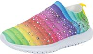 stylish gospt women's mesh walking shoes with glitter & rhinestones: slip on ballroom jazz latin dance sock sneakers логотип