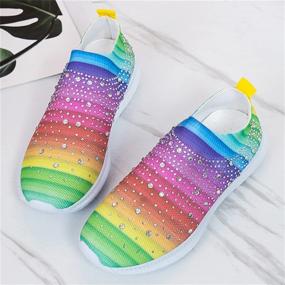 img 2 attached to Stylish GOSPT Women's Mesh Walking Shoes with Glitter & Rhinestones: Slip On Ballroom Jazz Latin Dance Sock Sneakers