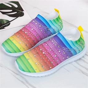 img 3 attached to Stylish GOSPT Women's Mesh Walking Shoes with Glitter & Rhinestones: Slip On Ballroom Jazz Latin Dance Sock Sneakers