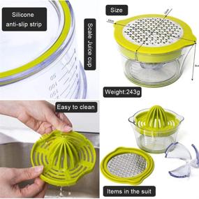 img 1 attached to 🍋 Vsweet Manual Citrus Juicer with Measuring Cup and Grater - Anti-Slip Reamer, Egg Separator - 12 oz Capacity, Green