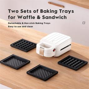 img 2 attached to 🍞 Red VCJ Mini Sandwich Maker & Waffle Panini Press Grill - Portable 2-in-1