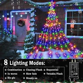 img 3 attached to Multicolor Outdoor Christmas Decorations Star Lights: 344 LED, 8 Modes String Light Gift, Waterproof & Plug In, Perfect for Home Xmas Tree, Wedding Party, Yard, Porch Holiday Decoration