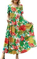 🌸 women's casual loose bohemian floral dress with pockets, short sleeve, long maxi summer beach swing dress - ejf logo