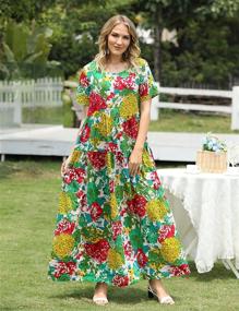 img 1 attached to 🌸 Women's Casual Loose Bohemian Floral Dress with Pockets, Short Sleeve, Long Maxi Summer Beach Swing Dress - EJF