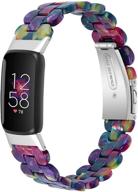 🌸 enhance your fitbit luxe with krudary bands: premium resin watchband with stainless steel buckle for women logo