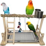 bird playground set: pinvnby parrot playstand with feeder cups, swing toys, and more - perfect cage accessories for parakeet, conure, cockatiel, budgie! логотип