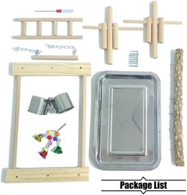 img 3 attached to Bird Playground Set: PINVNBY Parrot Playstand with Feeder Cups, Swing Toys, and More - Perfect Cage Accessories for Parakeet, Conure, Cockatiel, Budgie!