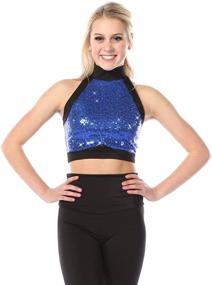 img 4 attached to 💃 Stunning Sequin Crop Top for Women – Perfect for Mid-Length Just for Kix Dance Costumes