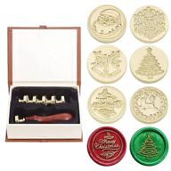 swangsa vintage wax seal stamp set with 💌 wooden handle - 6 christmas sealing wax stamp heads included logo