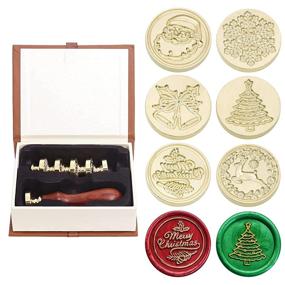 img 4 attached to SWANGSA Vintage Wax Seal Stamp Set with 💌 Wooden Handle - 6 Christmas Sealing Wax Stamp Heads Included