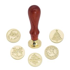 img 2 attached to SWANGSA Vintage Wax Seal Stamp Set with 💌 Wooden Handle - 6 Christmas Sealing Wax Stamp Heads Included