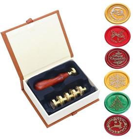 img 3 attached to SWANGSA Vintage Wax Seal Stamp Set with 💌 Wooden Handle - 6 Christmas Sealing Wax Stamp Heads Included