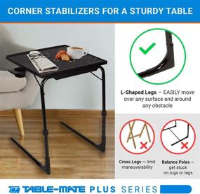 img 3 attached to 🍽️ Adjustable Folding TV Tray Table - Convenient Couch Food Stand for Dinner - Black