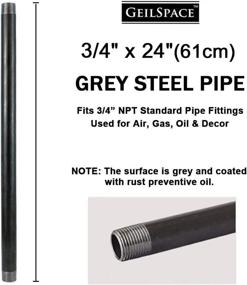 img 3 attached to GeilSpace 3/4" × 24" Heavy Duty Pre-Cut Grey Metal Pipe - Industrial Steel for Standard 3/4 Inch Threaded Pipes and Fittings - Vintage DIY Industrial Shelving (3/4" × 24", Grey)