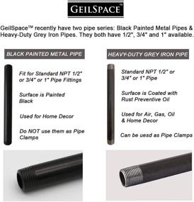 img 2 attached to GeilSpace 3/4" × 24" Heavy Duty Pre-Cut Grey Metal Pipe - Industrial Steel for Standard 3/4 Inch Threaded Pipes and Fittings - Vintage DIY Industrial Shelving (3/4" × 24", Grey)