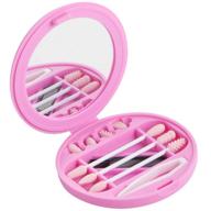 🌸 strogem reusable cotton swabs with makeup application and cleaning mirror - portable multifunctional washable silicone q-tip (pink) logo