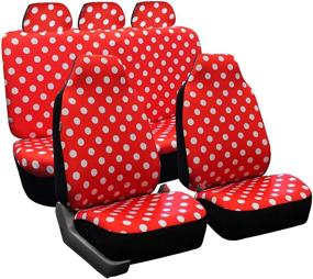 img 4 attached to FH GROUP FB115102 Polka Dot Seat Covers (Polka Dot) Front Set With Gift - Universal Fit For Cars Trucks And SUVs (RED-Full)