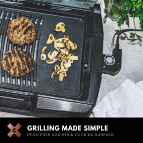 img 2 attached to 🍖 CRUX Smokeless Indoor BBQ Grill with Viewing Window, Quick Preheat, Spacious 10”x14” Cooking Surface for Family-Sized Meals, Healthy-Eco Non-Stick Coating &amp; Easy-to-Clean Dishwasher Safe Parts, Black