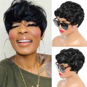 img 4 attached to 🔥 UPerfe Short Pixie Cut Wigs: Stylish Synthetic Black Wig for Black Women - Daily Heat Resistant Fiber, Natural Looking 1B Color Hair Replacement