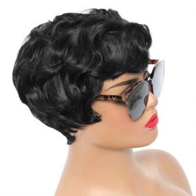 img 2 attached to 🔥 UPerfe Short Pixie Cut Wigs: Stylish Synthetic Black Wig for Black Women - Daily Heat Resistant Fiber, Natural Looking 1B Color Hair Replacement