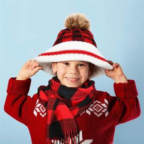 img 2 attached to Christmas Buffalo Plaid Knit Scarf and Hat Set