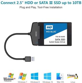 img 3 attached to 🔌 Unitek кабель адаптера SATA к USB 3.0 для жесткого диска 2.5 дюйма HDD/SSD, поддержка UASP SATA I II III