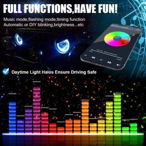 img 2 attached to ICBEAMER 7-inch RGB LED Headlights Bulb with Halo Angel Eye - DOT Approved, Phone APP Bluetooth Control for Jeep Wrangler 1997-2018
