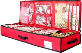 img 4 attached to Red Under Bed Gift Wrap Organizer Containers Box - SumDirect 14x40inch Wrapping Paper Storage