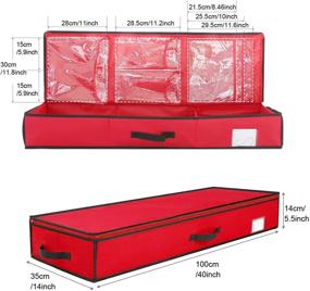 img 3 attached to Red Under Bed Gift Wrap Organizer Containers Box - SumDirect 14x40inch Wrapping Paper Storage