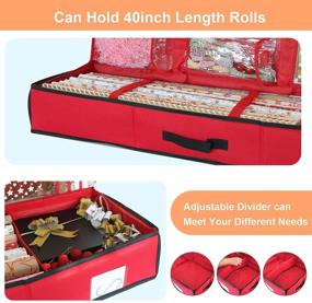 img 2 attached to Red Under Bed Gift Wrap Organizer Containers Box - SumDirect 14x40inch Wrapping Paper Storage