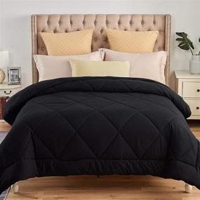 img 4 attached to JML Luxury All Season Down Alternative Comforter King Size - Black Diamond Stitched Duvet Insert with 8 Corner Loops - Soft Summer Brushed Microfiber Comforter