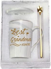 img 4 attached to 👵 Best Grandma Ever Mug - Ideal Grandma Coffee Mug Gift for Birthday, Mother's Day from Granddaughter, Grandson, Grandchildren, Grandkids - 14 Ounce Capacity - Gift Box with Spoon and Mug Mat (Gray)