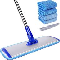 🧹 professional microfiber mop floor cleaning system - 18" flat mop with stainless steel handle, includes 4 reusable washable mop pads - ideal for wet and dust mopping on hardwood, vinyl, laminate, and tile surfaces logo