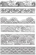 🌊 chinese japanese retro style ocean waves border lines clouds stamps scrapbook diy photo album cards clear rubber stamp transparent stamp set … logo