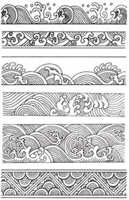 img 3 attached to 🌊 Chinese Japanese Retro Style Ocean Waves Border Lines Clouds Stamps Scrapbook DIY Photo Album Cards Clear Rubber Stamp Transparent Stamp Set …