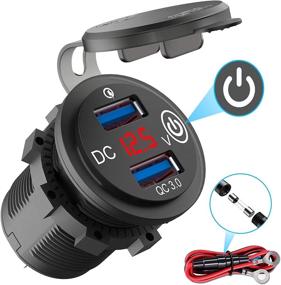 img 4 attached to ⚡ Fast Charging Dual USB Car Charger with On/Off Touch Switch & Voltmeter - Waterproof Socket for Car, Boat, Motorcycle & More