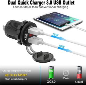 img 2 attached to ⚡ Fast Charging Dual USB Car Charger with On/Off Touch Switch & Voltmeter - Waterproof Socket for Car, Boat, Motorcycle & More