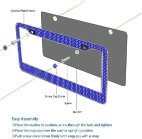 img 1 attached to 🚗 Gioyonil 2 Пакета рамки для номерных знаков: рамки для автомобильных номерных знаков из нержавеющей стали, ручной работы с сапфирным блеском, кристальными крышками болтов и шайбами