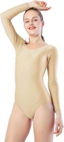 img 3 attached to Aoylisey Women Sleeve Leotard Beige Sports & Fitness and Other Sports