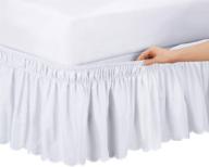 white queen/king elastic bed wrap around dust ruffle bedskirt by collections etc - easy fit, scalloped design логотип