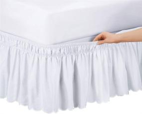 img 4 attached to White Queen/King Elastic Bed Wrap Around Dust Ruffle Bedskirt by Collections Etc - Easy Fit, Scalloped Design