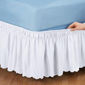img 3 attached to White Queen/King Elastic Bed Wrap Around Dust Ruffle Bedskirt by Collections Etc - Easy Fit, Scalloped Design