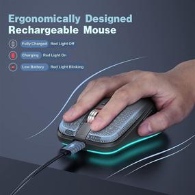 img 1 attached to 💻 2.4G RGB Rechargeable Wireless Mouse with 4 Adjustable DPI (Max 3600), Quiet Ergonomic Design and 6 Buttons for PC, Computer, Laptop, ChromeBook, Tablet - Compact Cordless Mice, USB and USB-C Adapter Included (Black)