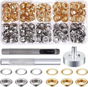 img 4 attached to 🪡 Grommet Kit - 200 Sets Eyelets with 3-Piece Install Tool Kit, 2 Colors - 1/4 Inch Inner Diameter