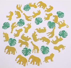 img 3 attached to 🦁 Topfunyy Jungle Animal Confetti: Safari Themed Gold Glitter Zoom Shaped Confetti - Perfect Baby Shower & Kids Birthday Party Favors (100PCS)