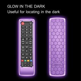 img 2 attached to 📱 CaseBot Silicone Case for Samsung TV Remote - Honey Comb Lightweight Anti Slip Shockproof Cover for Samsung BN59-01315A BN59-01199F AA59-00666A BN59-01301A Remote - Purple Glow in The Dark: Ultimate Protection and Style