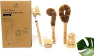 ecozoi 5 piece bamboo dish brush set: sustainable 🌿 kitchen brushes for eco-friendly cleaning of vegetables, dishes, pots, pans logo