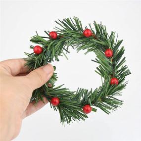 img 2 attached to 🕯️ Lystaii 10pcs Christmas Candle Rings - Red Artificial Berry Candle Rings with Grass Mini Christmas Wreath for Pillar Candle Decorations - Perfect for Christmas Holidays, Rustic Wedding Centerpieces, and Festive Table Décor (Medium)