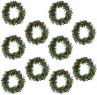 🕯️ lystaii 10pcs christmas candle rings - red artificial berry candle rings with grass mini christmas wreath for pillar candle decorations - perfect for christmas holidays, rustic wedding centerpieces, and festive table décor (medium) logo